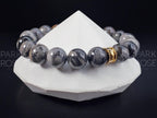 Silver Leaf Jasper Bracelet: Stainless Steel Accent (8/10mm)