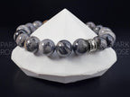 Silver Leaf Jasper Bracelet: Stainless Steel Accent (8/10mm)