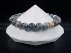 Silver Leaf Jasper Bracelet: Stainless Steel Accent (8/10mm)