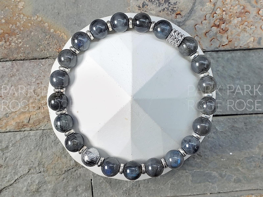 Gibeon Meteorite Bracelet: Argentinian Blue Flash Labradorite
