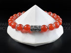 Carnelian Gemstone Bracelet: 925 Sterling Silver Buddhism Prayer Bead (8mm)