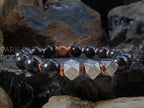 Faceted Gibeon Meteorite Shungite & Copper Bracelet (10mm)