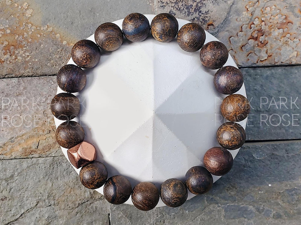 Matte Bronzite Bracelet with Copper Accent (10mm)