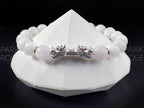 Milky Moonstone Bracelet: Sterling Silver Double Dragon