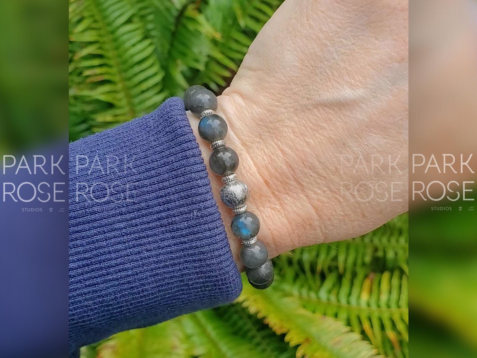 Gibeon Meteorite Bracelet: Argentinian Blue Flash Labradorite