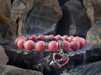 Sterling Silver Zirconia Bow & Arrow Rhodonite Bracelet