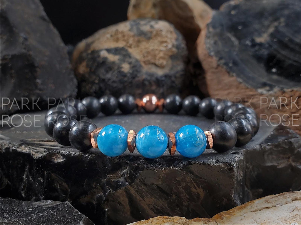 Shungite Bracelet with Copper & Amethyst