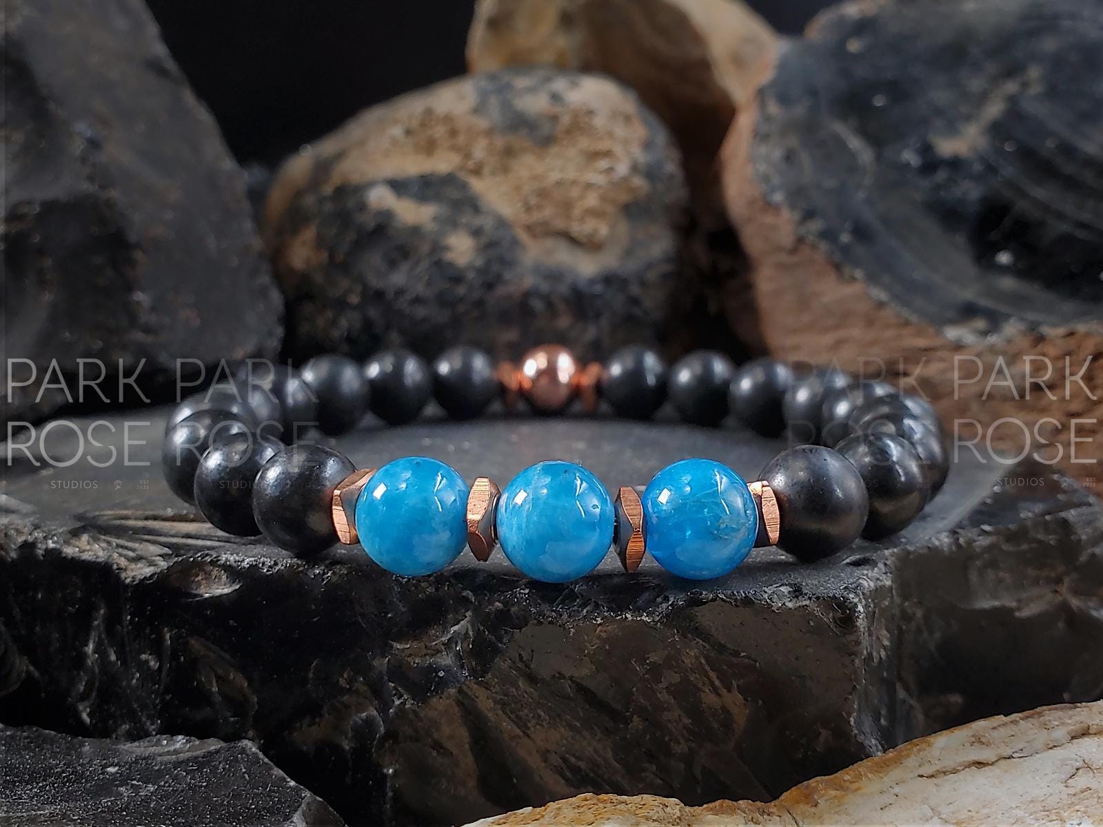 Shungite Bracelet with Copper & Amethyst
