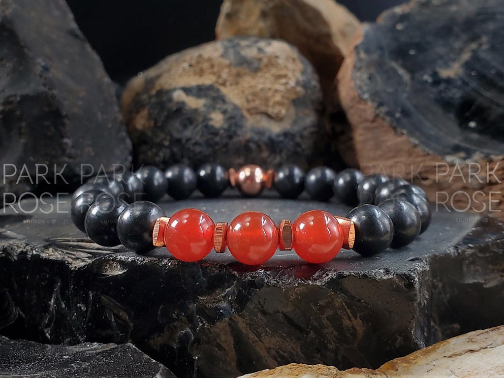 Shungite Bracelet with Copper & Amethyst