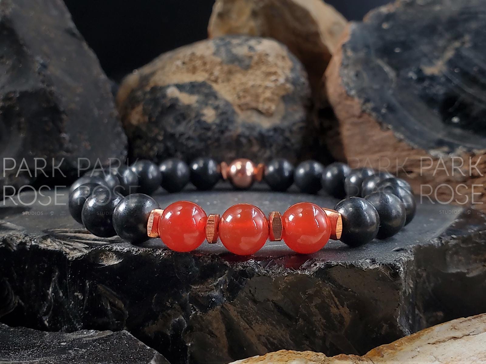 Shungite Bracelet with Copper & Amethyst
