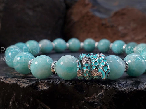 Amazonite Sterling Silver Snake Bracelet: Lunar New Year (8mm)