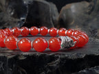 Red Carnelian Sterling Silver Snake Bracelet (8mm)