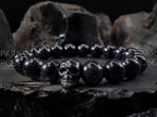 Black Tourmaline Stainless Steel Skull Bracelet
