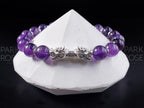 Amethyst Gemstone Bracelet: 925 Sterling Silver Double Heads Dragon (8mm)