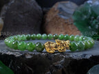 Nephrite Green Jade Bracelet: 24K Gold Plated Pixiu