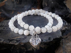 Moonstone Mother Daughter Bracelet Set: Sterling Silver Half Heart Charm