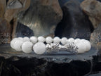 Milky Moonstone Bracelet: Sterling Silver Double Dragon