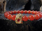 Gold Fortune Cat Bracelet | Black Tourmaline & Sterling Silver (8mm)