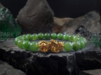 Nephrite Green Jade Bracelet: 24K Gold Plated Pixiu