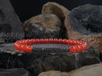 Red Carnelian Bracelet with Black Zirconia Bar