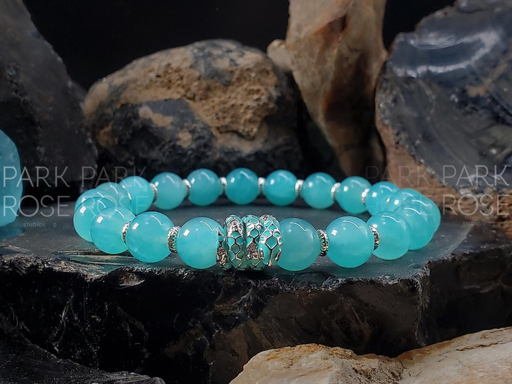Amazonite Sterling Silver Snake Bracelet: Lunar New Year (8mm)