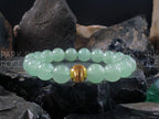 Green Aventurine Bracelet with 24K Solid Gold Cat Eye Bead
