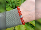 Red Carnelian Sterling Silver Snake Bracelet (8mm)