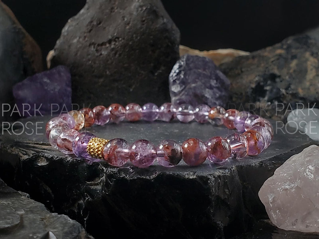 AAAA Super Seven Stone Bracelet: Ghost Quartz, Melody Stone