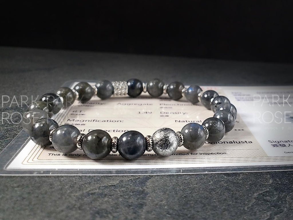 Gibeon Meteorite Bracelet: Argentinian Blue Flash Labradorite
