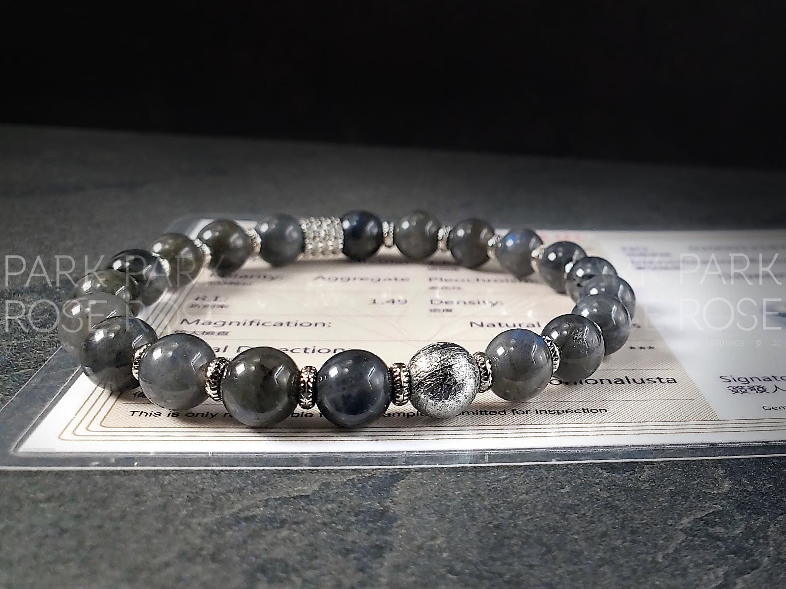 Gibeon Meteorite Bracelet: Argentinian Blue Flash Labradorite