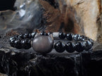 Obsidian Cat Bracelet: Black Tourmaline & Hematite Crystal (8mm)