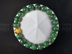 Nephrite Green Jade Bracelet: 24K Gold Cat Eye Bead (10mm)