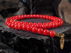AAA Red Coral Necklace: Gold or Silver Stainless Steel Clasp