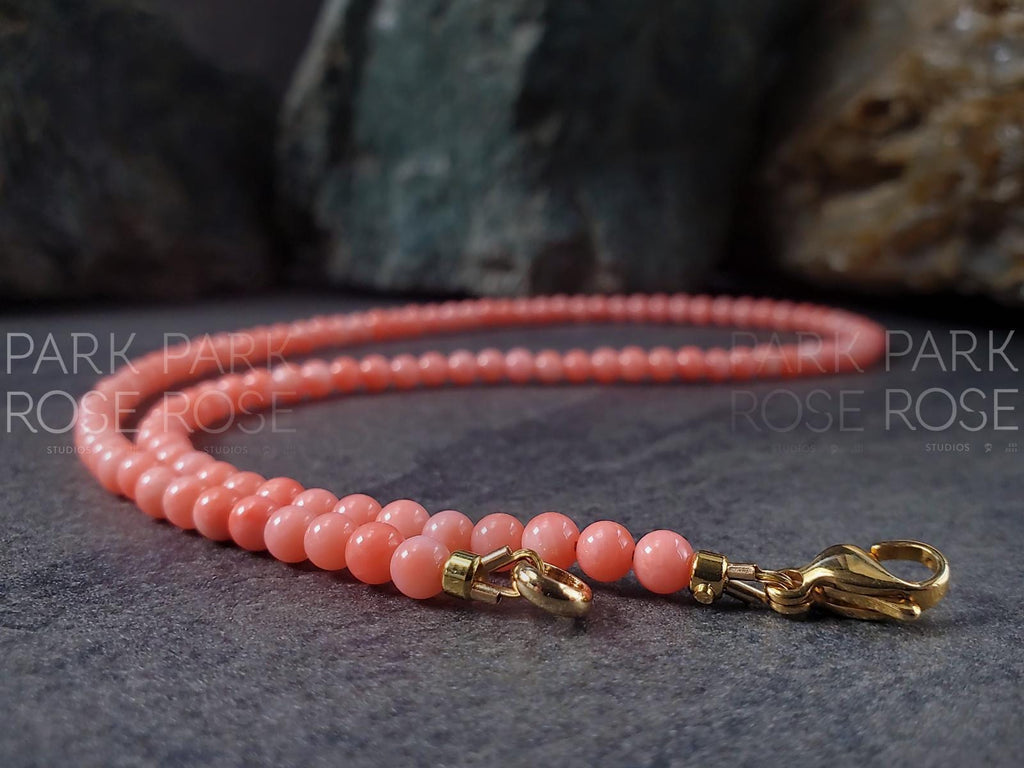 Pink Coral Necklace and Bracelet Set (4mm)