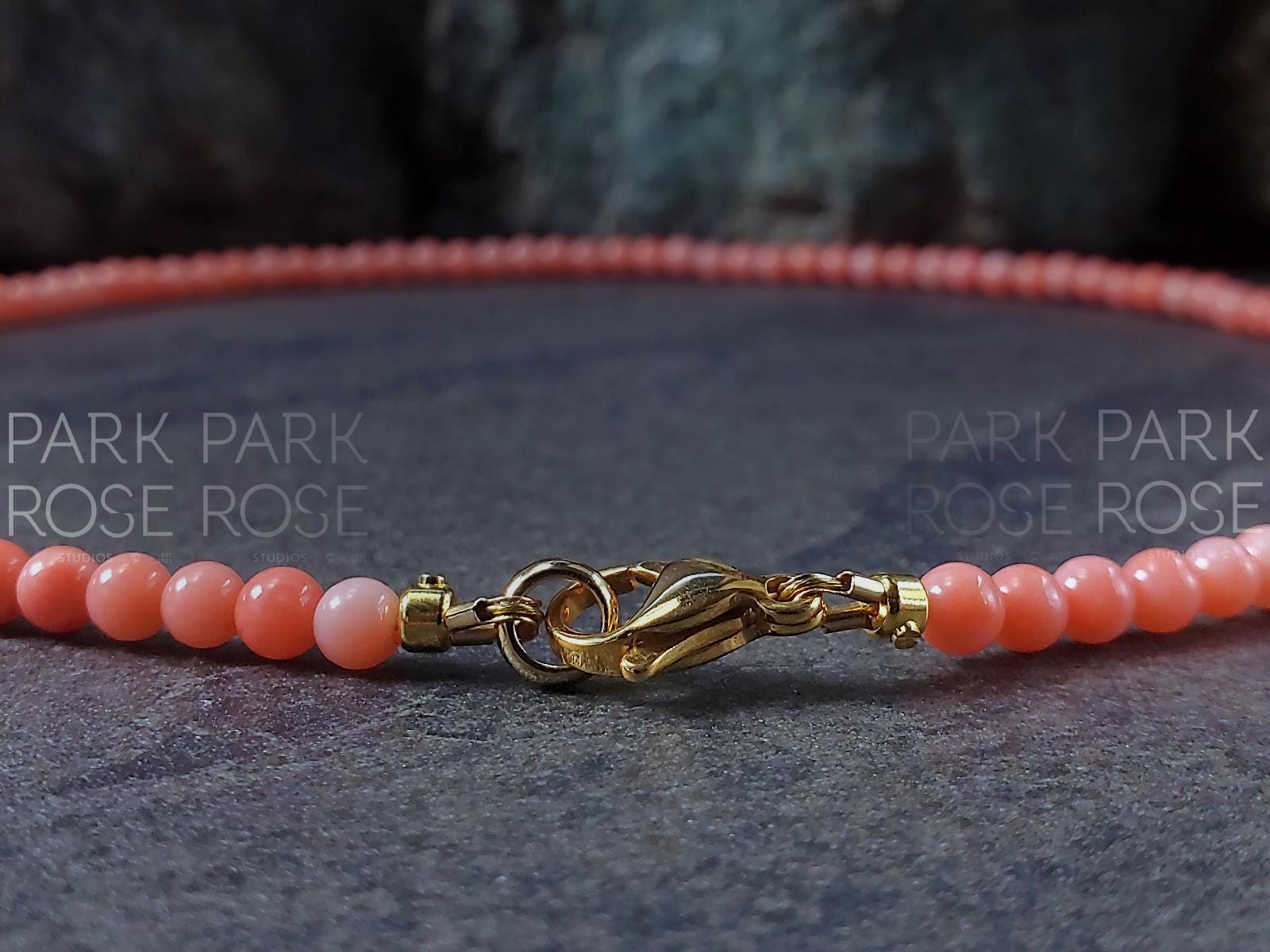 Pink Coral Necklace: 18k Gold Clasp (4mm)
