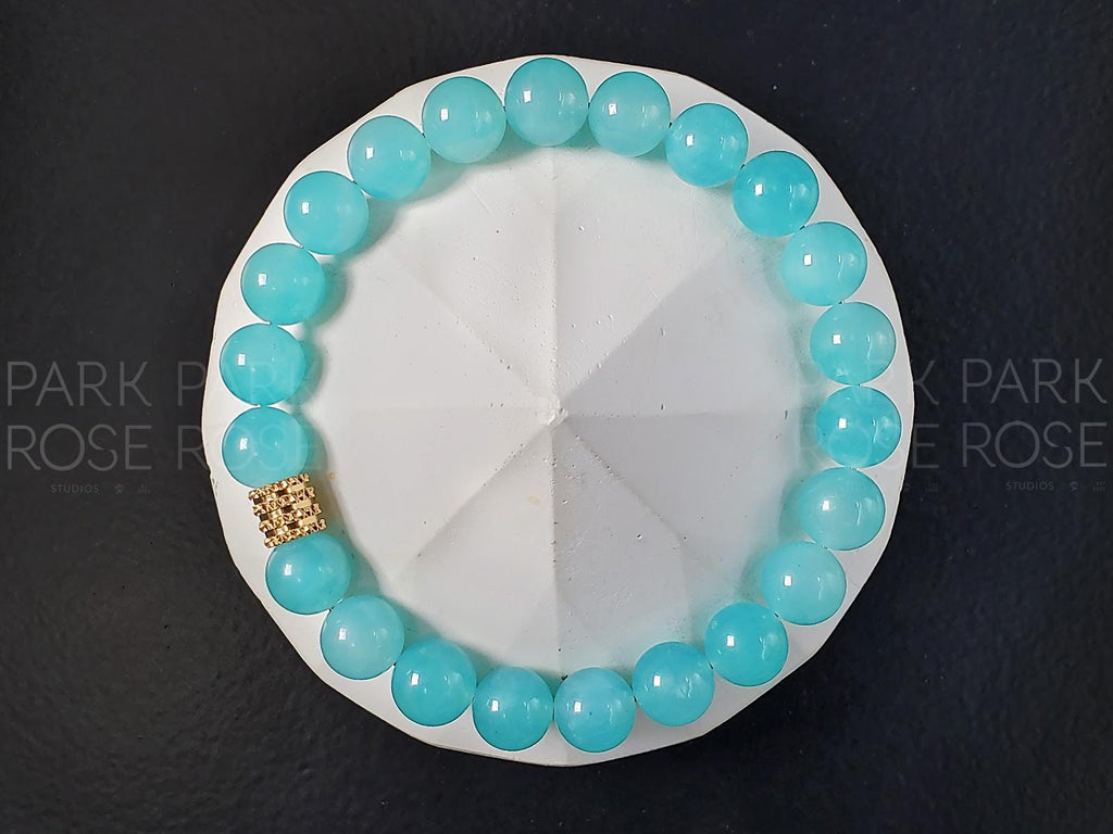 Mozambique Amazonite Bracelet: Stainless Steel Accents