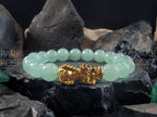 Green Aventurine Bracelet: 24K Gold Plated Pixiu