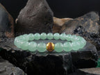 Green Aventurine Bracelet with 24K Solid Gold Cat Eye Bead