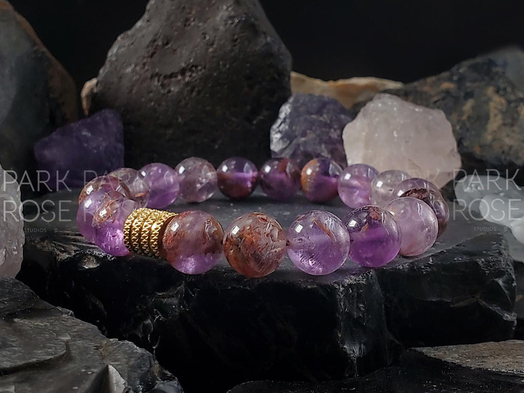 AAAA Super Seven Stone Bracelet: Ghost Quartz, Melody Stone