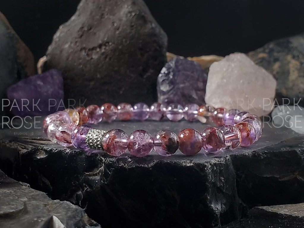 AAAA Super Seven Stone Bracelet: Ghost Quartz, Melody Stone