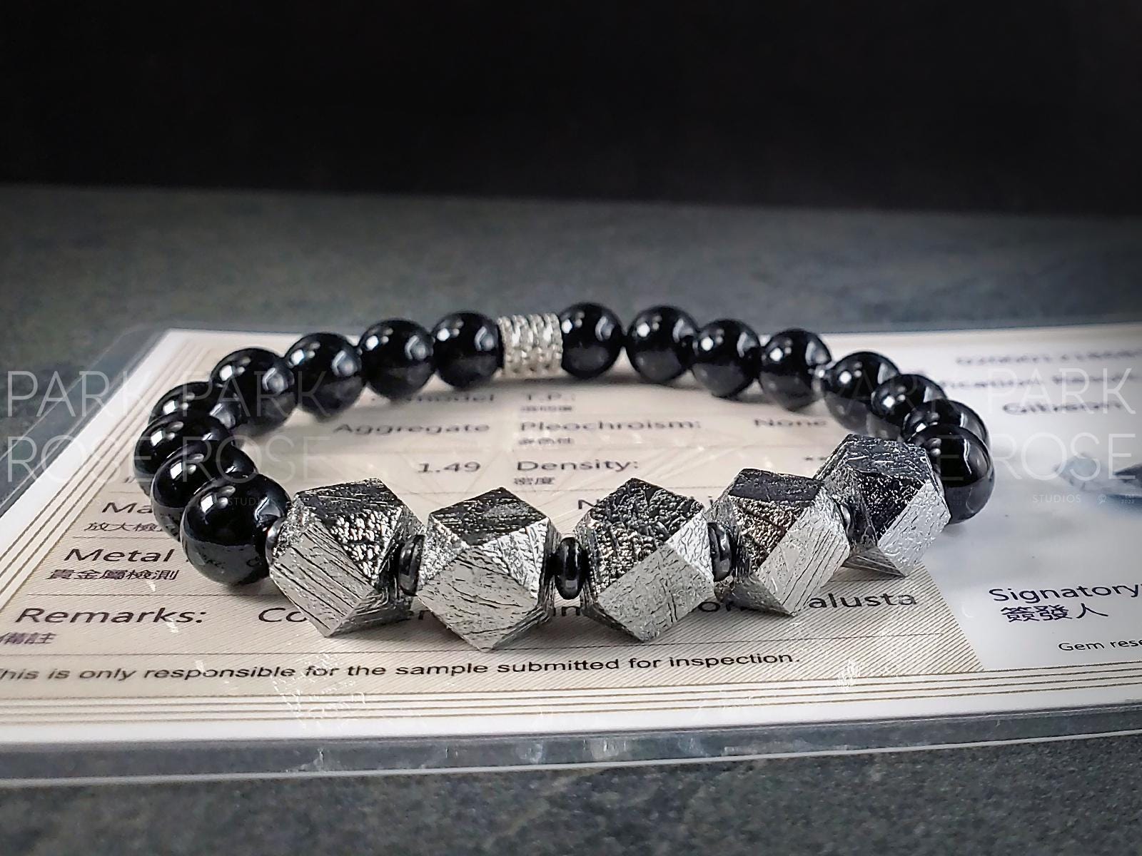 Gibeon Meteorite Bracelet: Black Tourmaline & Hematite