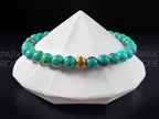 Hubei Green Turquoise Bracelet: 24K Gold Cat Eye Bead