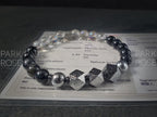 Gibeon Meteorite Bracelet: Angel Aura Quartz & Arfvedsonite (8mm)