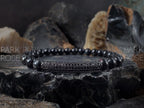 Arfvedsonite Beaded Bracelet with Black Zirconia Bar (6mm)