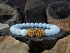 AAA Aquamarine Bracelet with 24K Gold Pixiu Charm