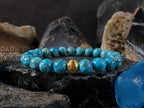 South African Turquoise Bracelet: 24K Gold Cat Eye Bead