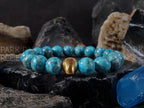 South African Turquoise Bracelet: 24K Gold Cat Eye Bead