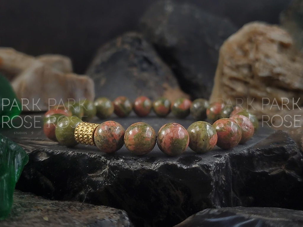 Natural Unakite Beaded Bracelet
