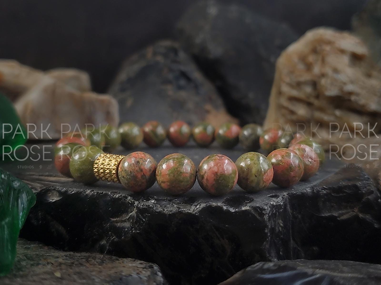 Natural Unakite Beaded Bracelet