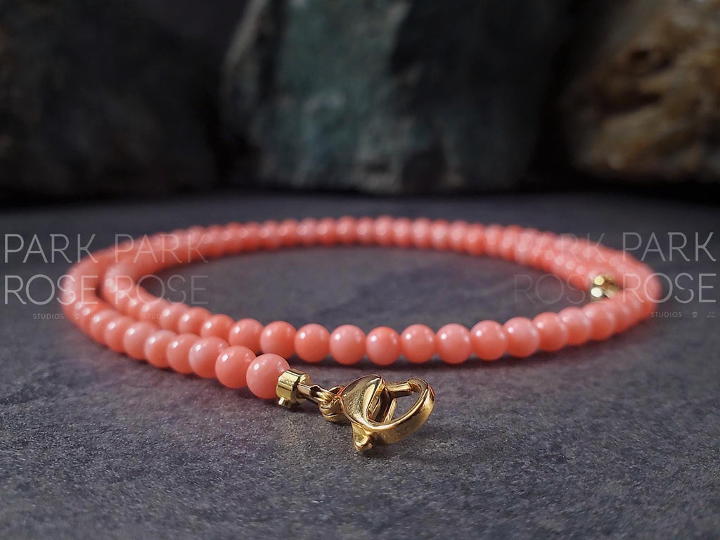 Pink Coral Necklace: 18k Gold Clasp (4mm)